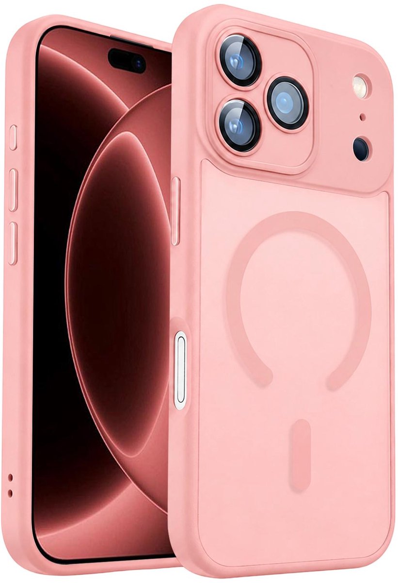 XDcase Skin Feel Transparant Mat Hoesje met MagSafe magneet & Lensbescherming – Apple iPhone 18 Pro Max Pink