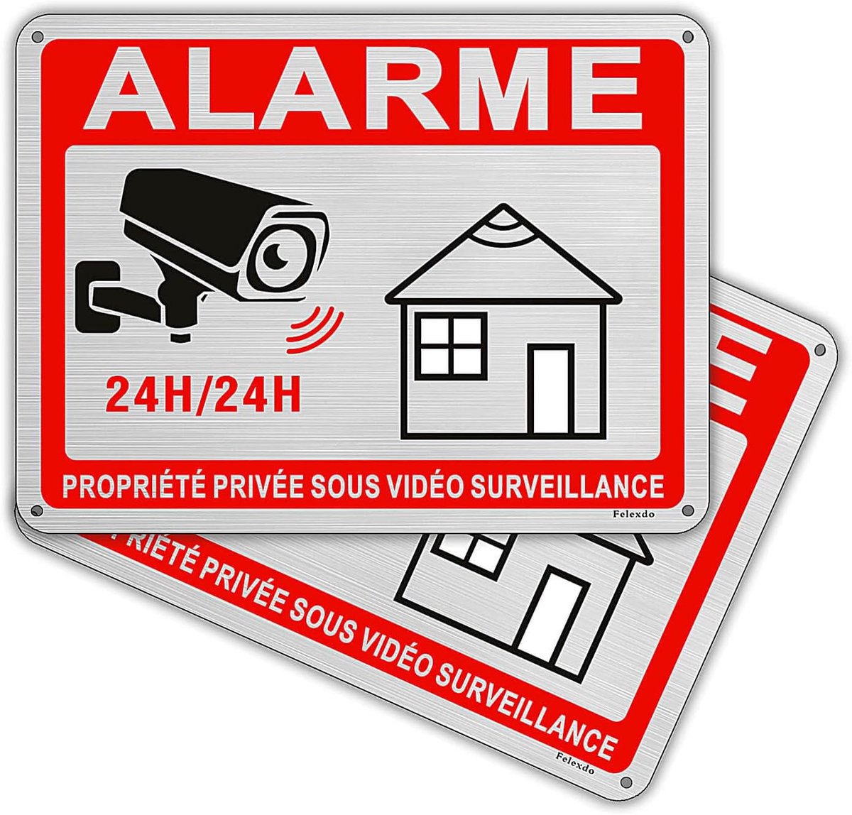 Alarm Panel for Private Property Under Video Surveillance 20 x 15 cm Video Surveillance Brushed Aluminium Self - ShopVlot