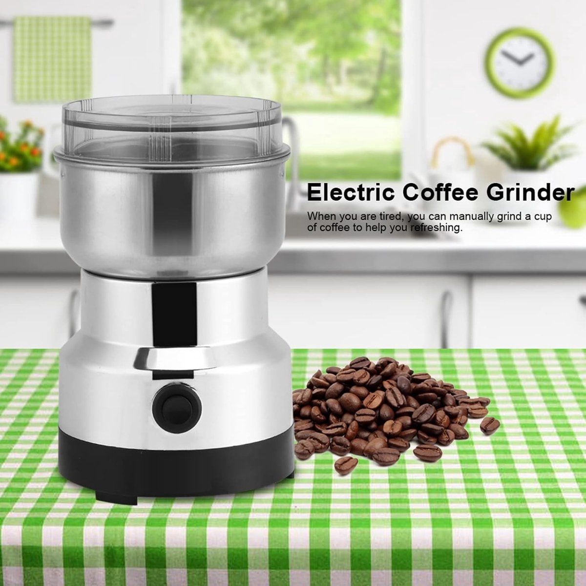 Elektrische koffiemolen, multifunctionele graanmolen, roestvrijstalen messen voor koffie, granen en noten, ideaal voor thuisgebruik en barista's