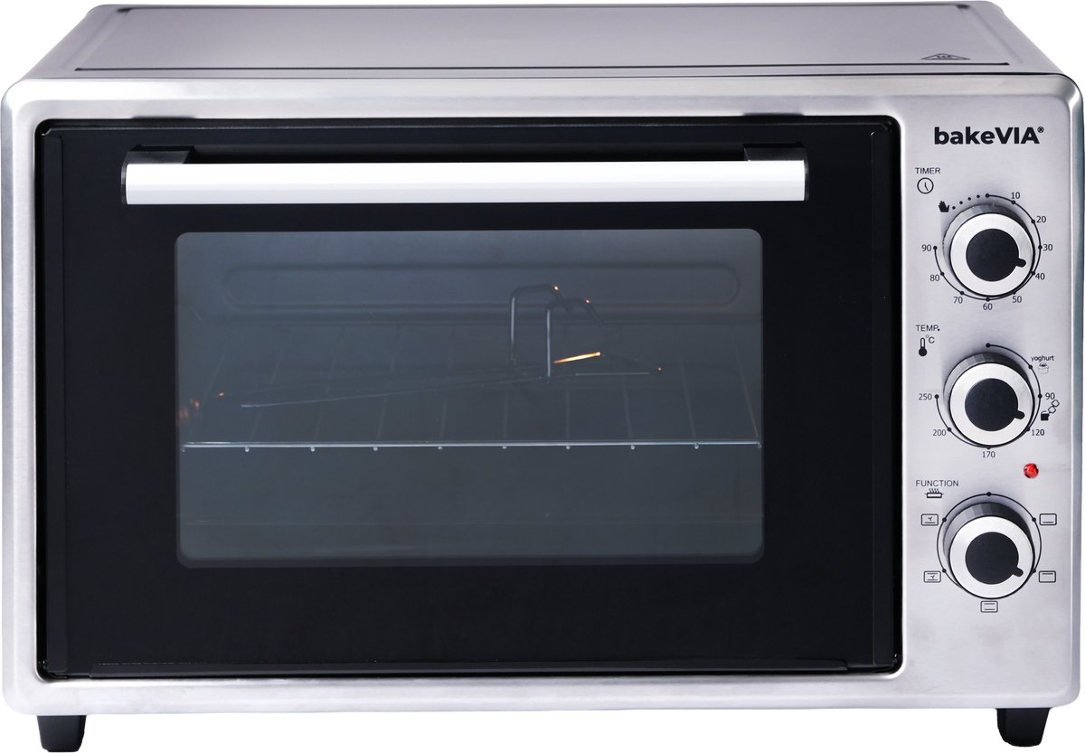 bakeVIA Series 2 - Mini Oven 35 Liter - Hetelucht - Zwart/RVS