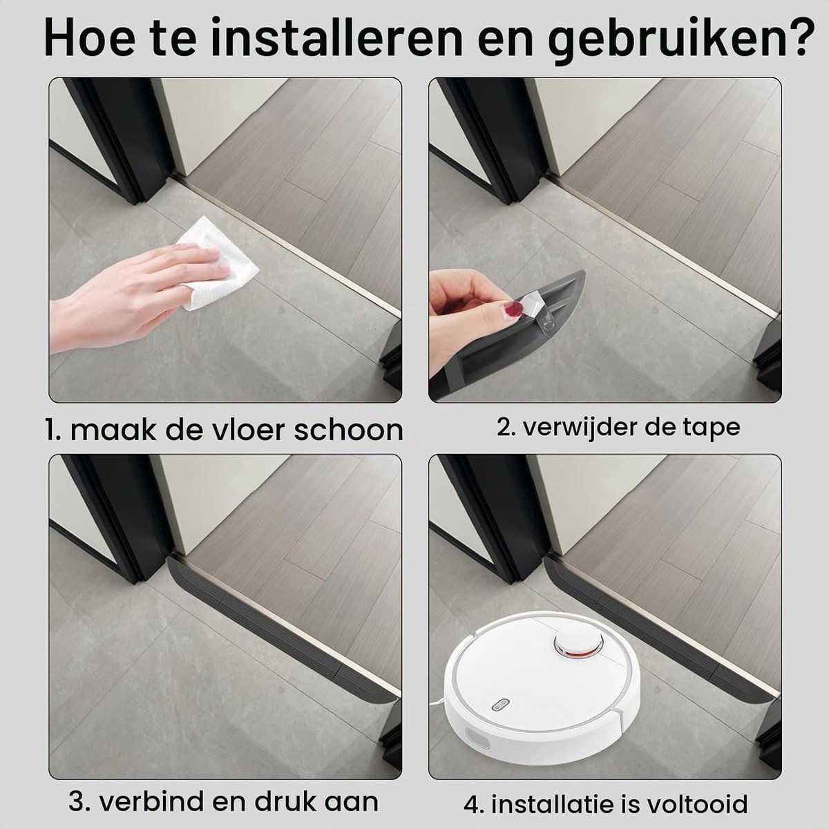 Verstelbare drempelhelling voor robotstofzuiger en rolstoel, antislip ontwerp, 68,6 cm lang, ideaal voor toegang en gebruiksgemak