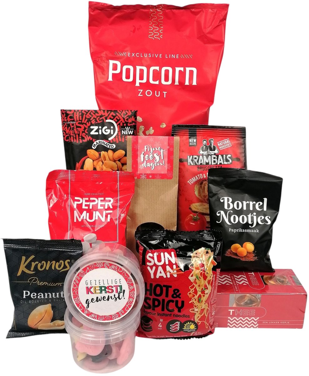 Kerstpakket "Merry Little Christmas" – Compact Borrel- & Snackpakket – Kerstcadeau met Hartige & Zoete Snacks – foto 3