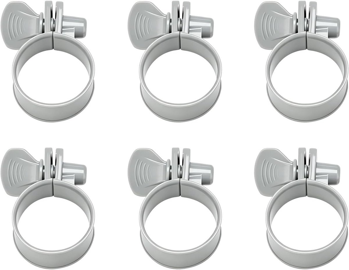 Set van 6 Plastic Klemmen voor Zwembadslangen 32-38mm, Ideaal voor Zandfilter en Zwembadaccessoires, Geschikt voor Slangen van 3.18 tot 3.8cm