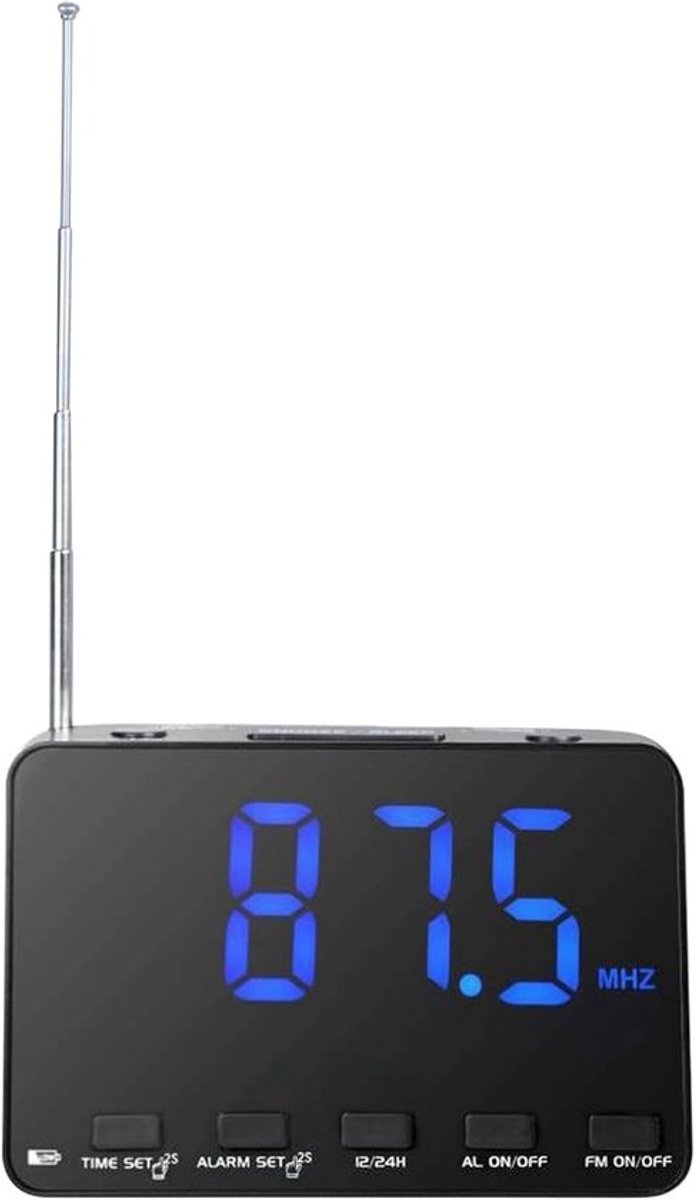 Wekkerradio - met radio - Stereogeluid - Wakker worden - Automatische tijdssynchronisatie - 12 x 8,5 x 4,7 cm - Zwart