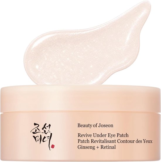 Een Beauty of Joseon potje met een opengewerkt oogmasker met glitters.