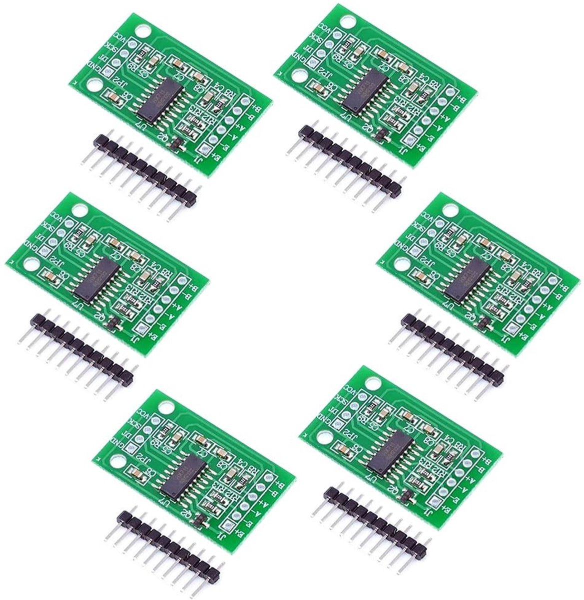 Weegsensor Module met HX711 - Dual-Channel 24 Bit Precisie A/D Module voor Nauwkeurige Gewichtmeting en Druksensor - 6 Stuks