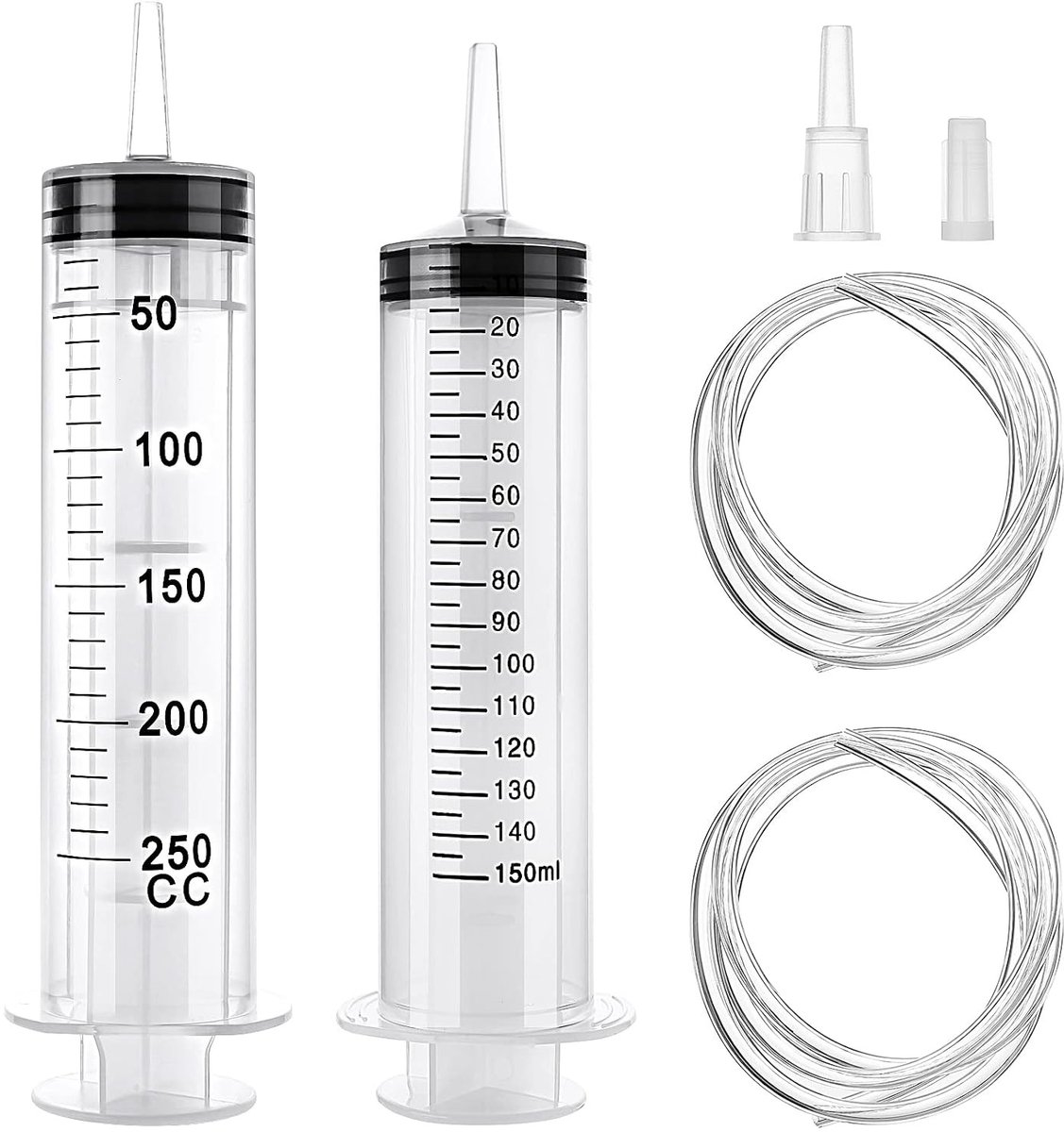 Grote Herbruikbare Spuit 150ml en 250ml voor Vloeistoffen, Perfect voor Motorolie en Lijminjectie, Inclusief Slang voor Nauwkeurige Dosering