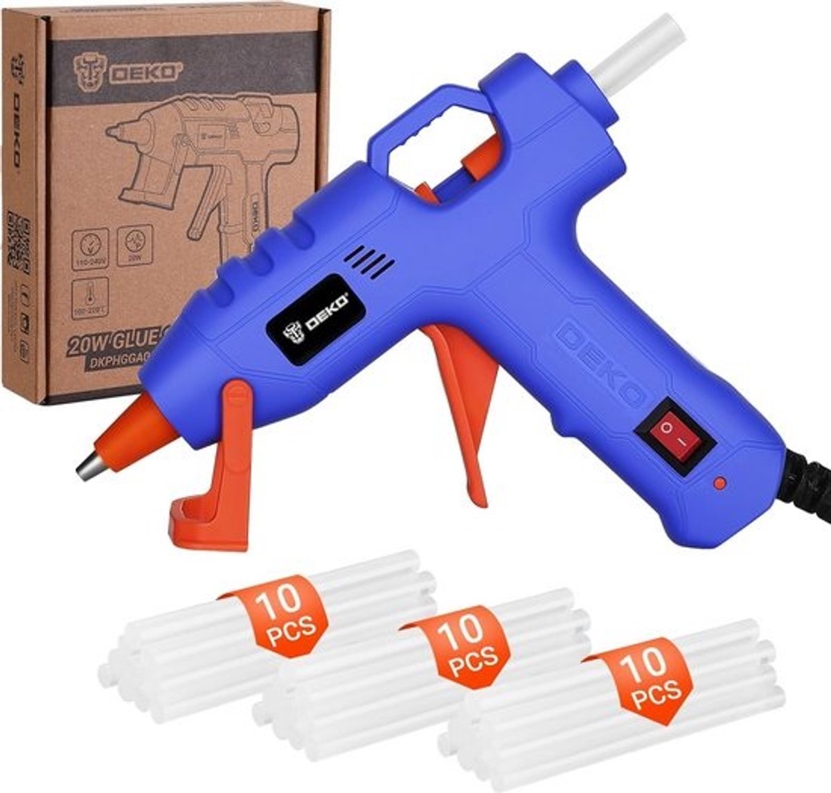 Lijmpistool - Mini-lijmpistool - Voor klussen en hobby - Snel opwarmend - 30 lijmsticks - Blauw