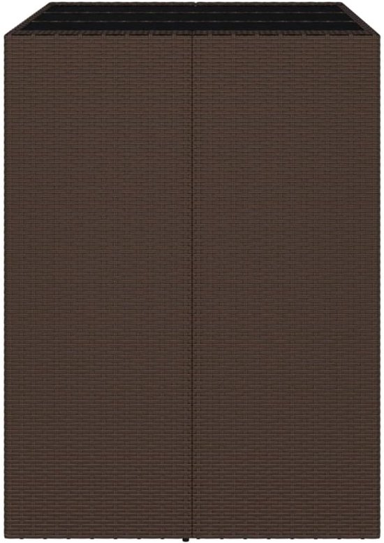Bartafel met glasplaat, bruin, 105 x 80 x 110 cm, weerbestendige tuintafel met glasplaat van gehard glas en gepoedercoat stalen frame — afbeelding 3