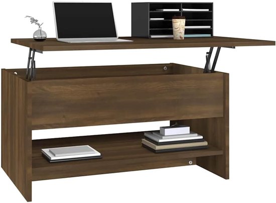 Hout Optilbaar ontwerp Verborgen vak 80x50x41.5 cm bruin eikenkleur — afbeelding 3