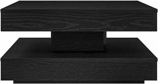 360 graden draaibaar bewerkt hout modern 70x70x34 5 cm zwart — afbeelding 4