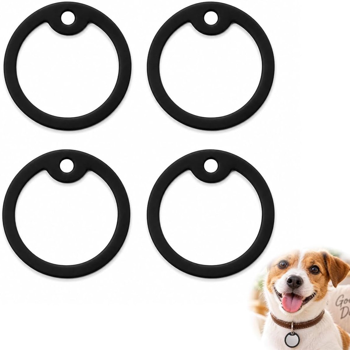 Rubberen ringen 4 stuks zwart rond