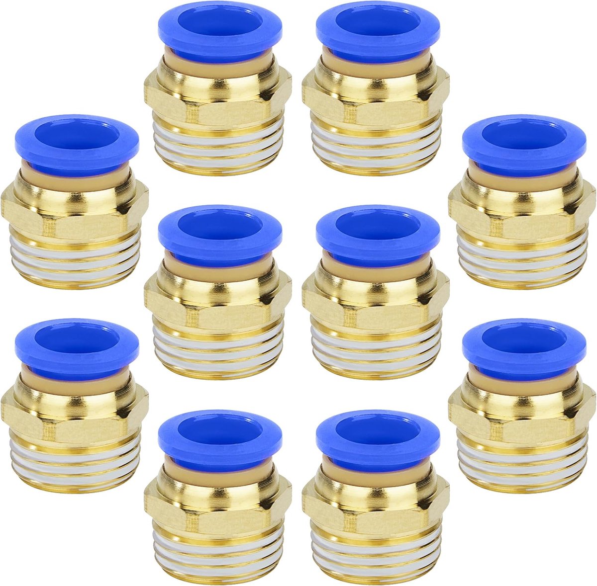 Pneumatic Connectors, Straight, 6mm OD x 1/2 Inch Male Thread, Pneumatic Connector, Copper, Quick Coupling for Hose - ShopVlot