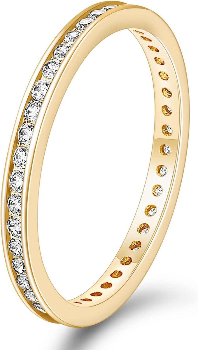 Eternity Women's Cubic Zirconia Pre-Stitch Ring Narrow Eternity Rings Engagement Rings Wedding Rings Memoire Rings - ShopVlot