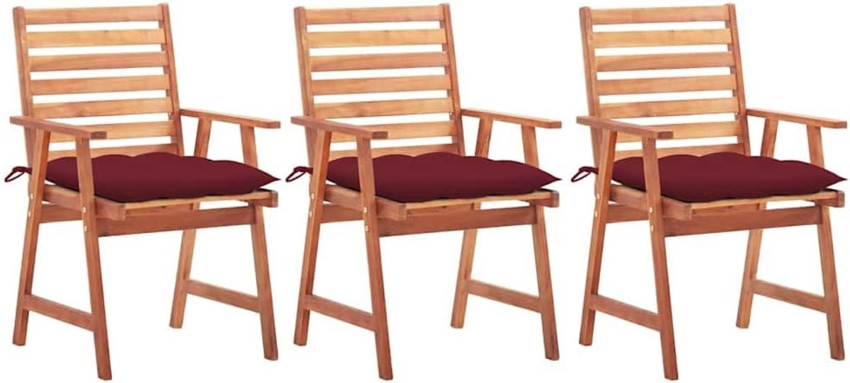 3 STK. Acaciahout met kussens rood