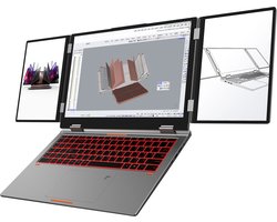 Laptop met 3 schermen – 16 inch hoofdscherm + 2x 10,5 inch – Intel Core i7-1260P – 32GB DDR4 – 1TB SSD – Wi-Fi 6 – RJ45 – USB-C – HDMI – vingerafdrukscanner – gezichtsherkenning – Windows 11