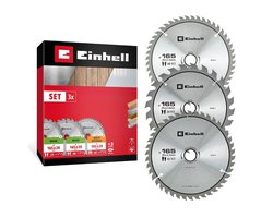 Einhell 3-delige cirkelzaagbladenset, hout, multimateriaal, Ø 165 x 20 mm