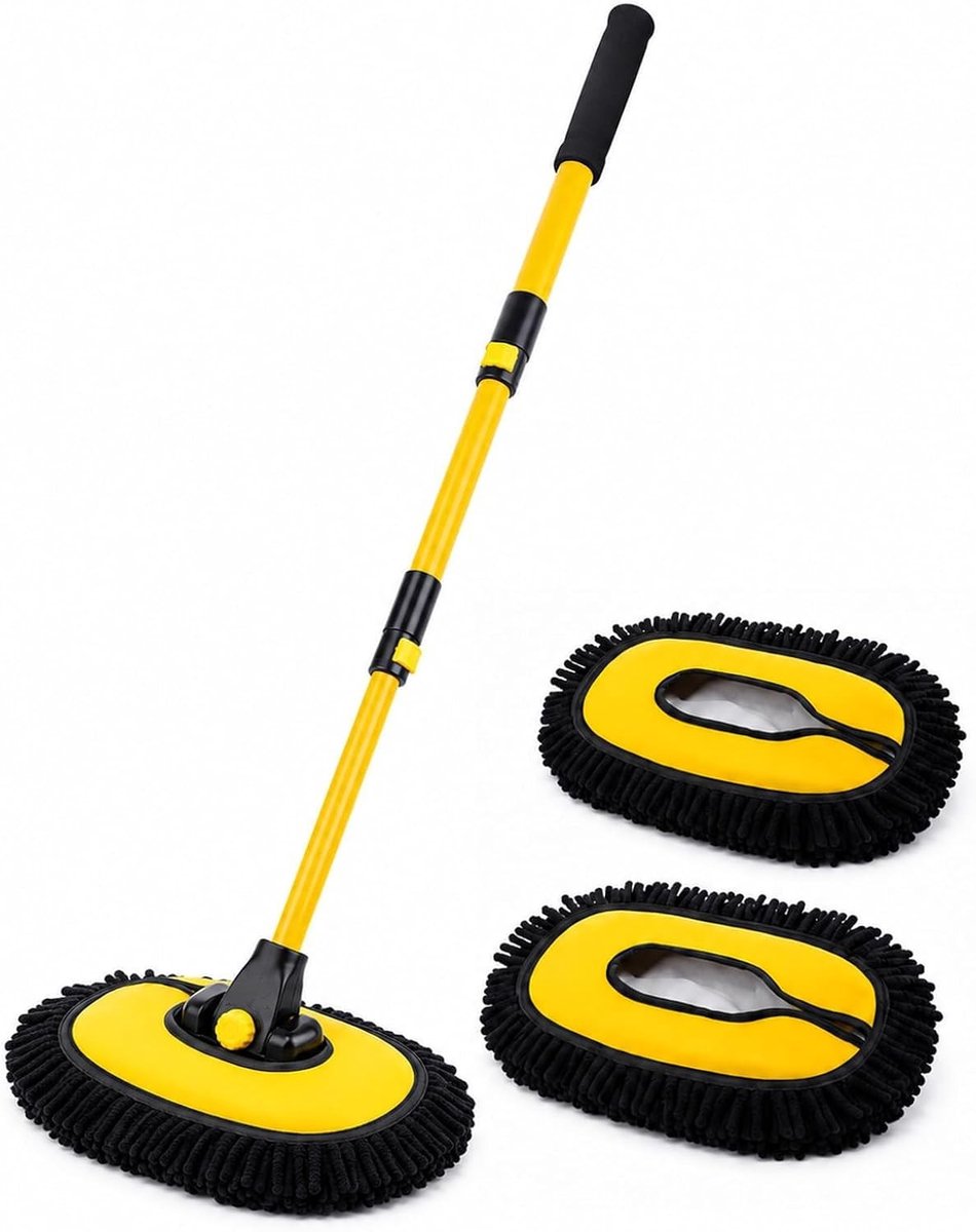 Telescopische Auto Wasborstel 15° met Microvezel Chenille Mop, Krassenbestendige Borstel voor Auto, SUV, RV, Boot en Ramen - Verstelbare Handgreep van 50-102 cm
