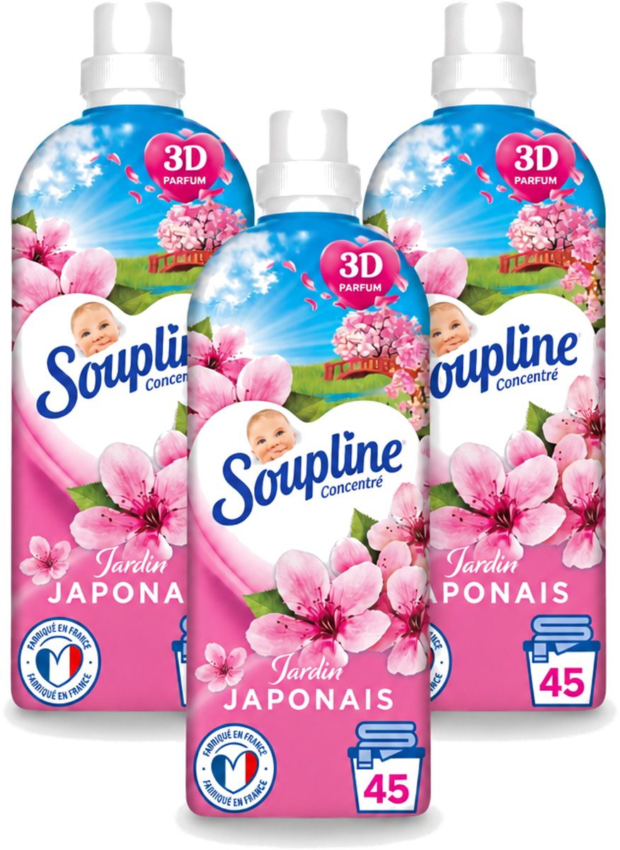 3 x Soupline – Wasverzachter – Japanse Tuin – 950 ml - Voordeelverpakking - 3 stuks