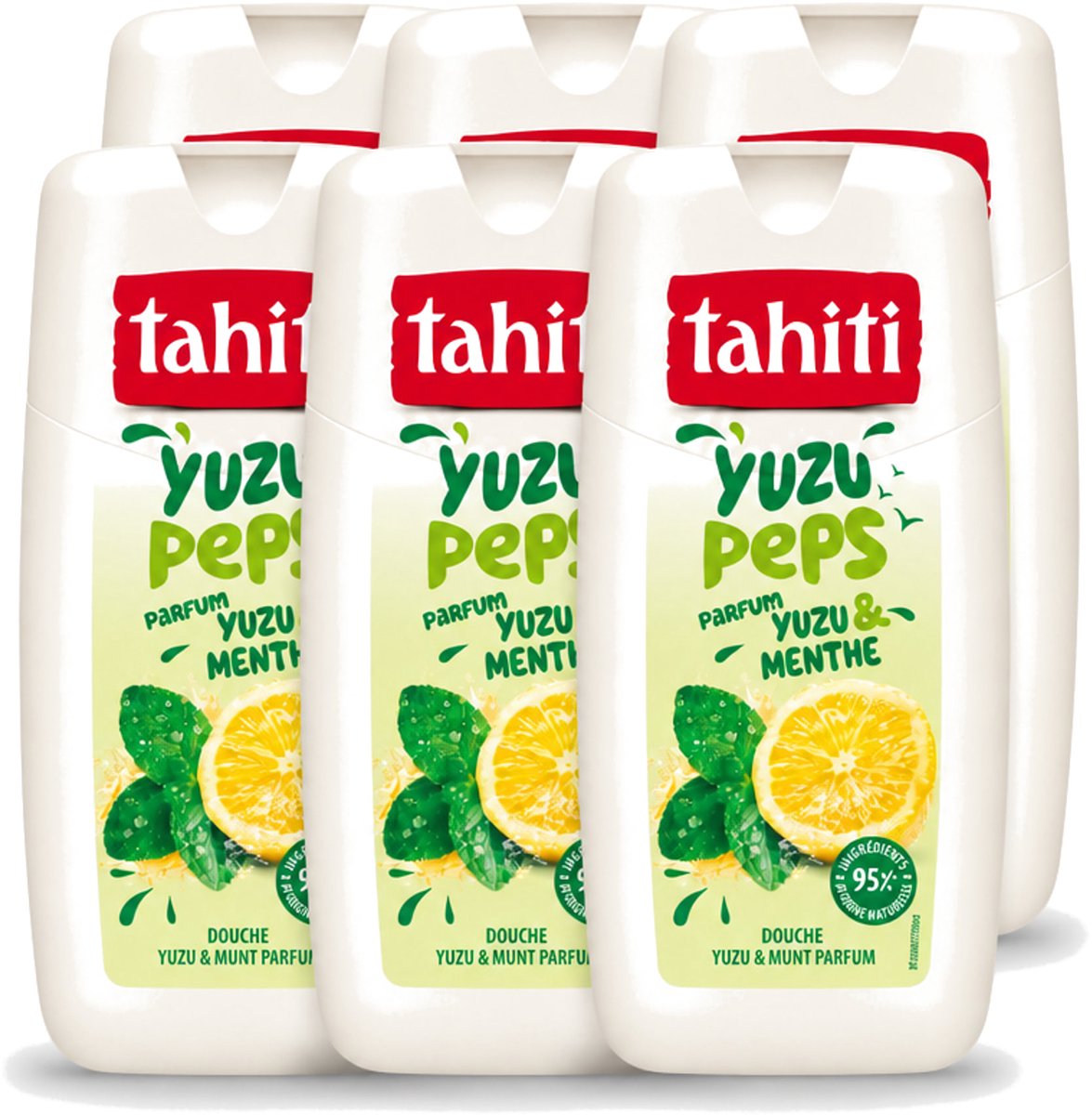 6 x Tahiti – Douchegel – Yuzu Peps Yuzu & Munt - 250 ml - Voordeelverpakking - 6 stuks