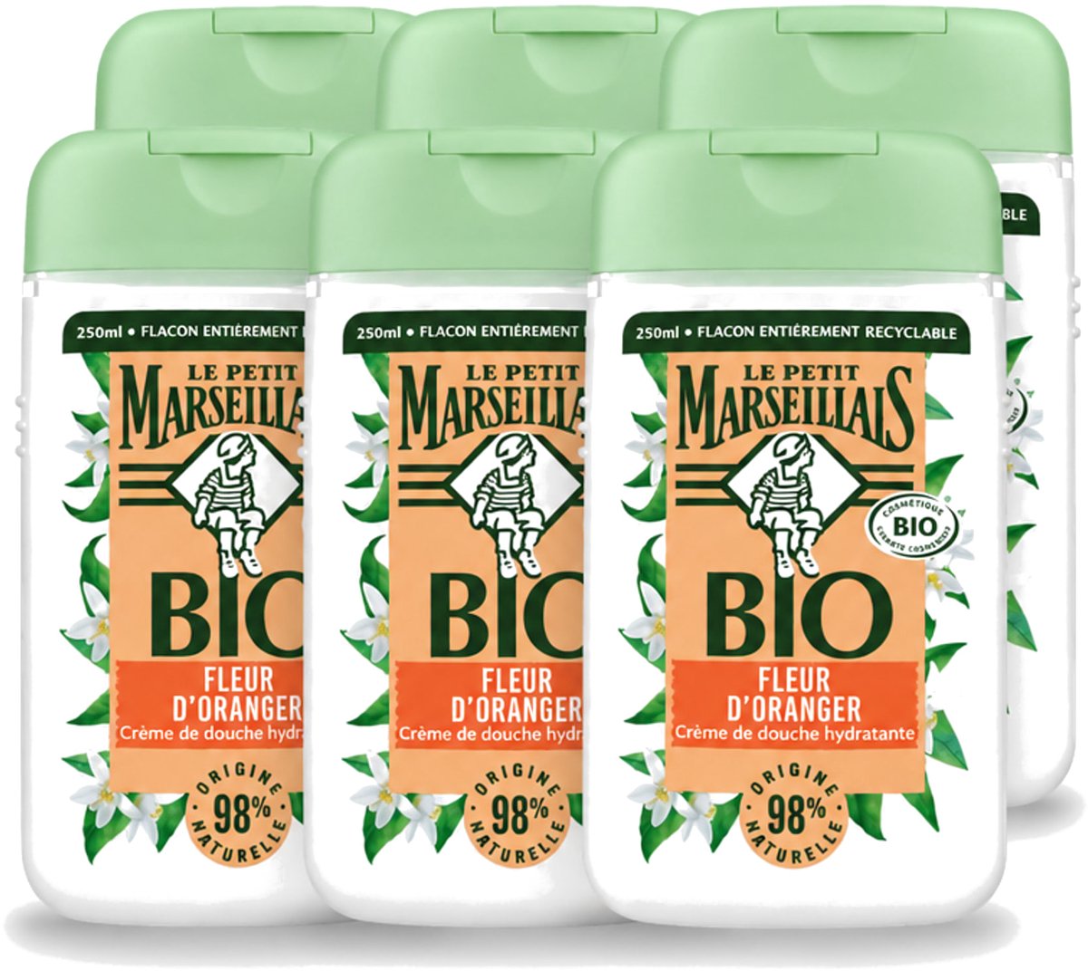 6 x Le Petit Marseillais – Douchegel – Fleur d’Oranger – 250 ml - Voordeelverpakking - 6 stuks