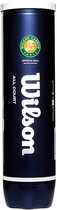 Donkerblauwe Wilson Roland Garros All Court tennisbal koker met witte opdruk en Roland Garros logo.