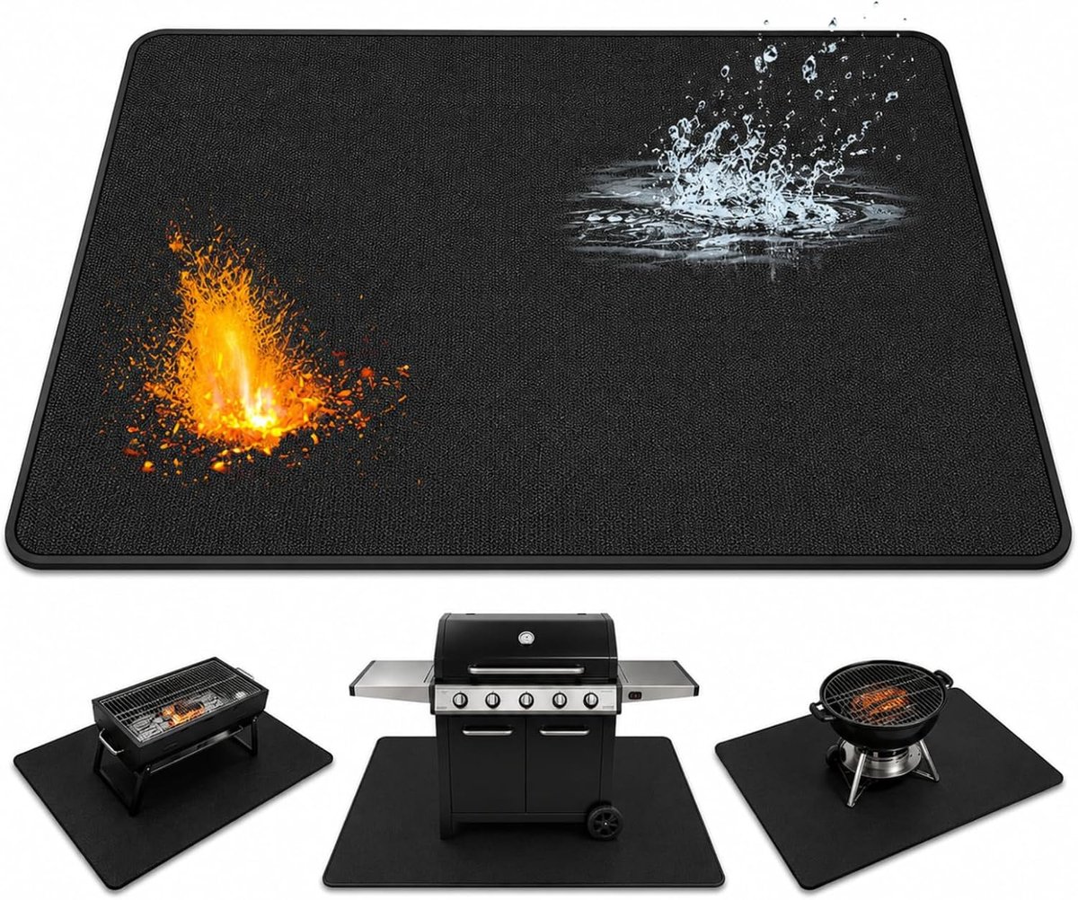 OUZHOU Vuurvaste onderlegger, 100 x 152 cm, hittebestendig tot 2000 °C, hittebeschermingsmat, glasvezel - ShopVlot