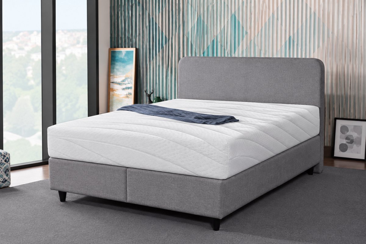 Swissbedding Smart Opberg Boxspring - 140x200 - Met Lattenbodem - Inclusief Ergonomische Pocketverenmatras Grijs