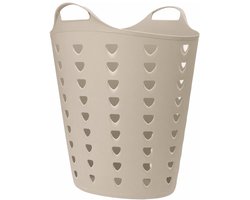 Excellent Houseware Flexibele wasmand - beige - 60 liter - kunststof - 47 x 50 cm