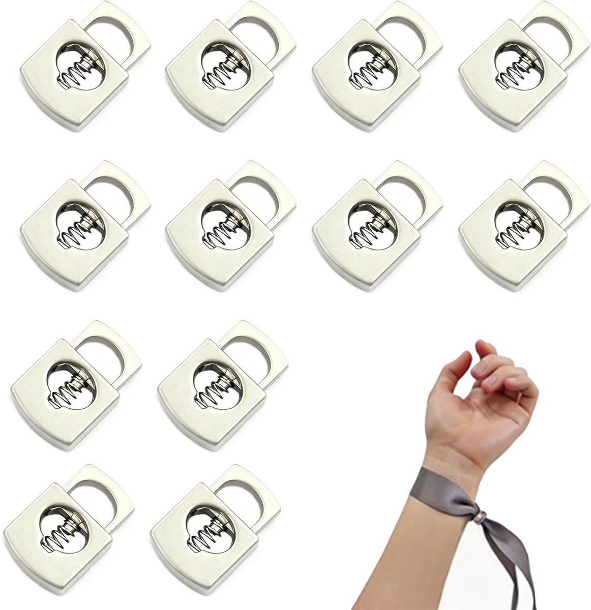 ZAHD 12 stuks festivalbandsluiting, afsluitbare sluiting, festivalbandjes, armbandsluiting, veersluiting - ShopVlot