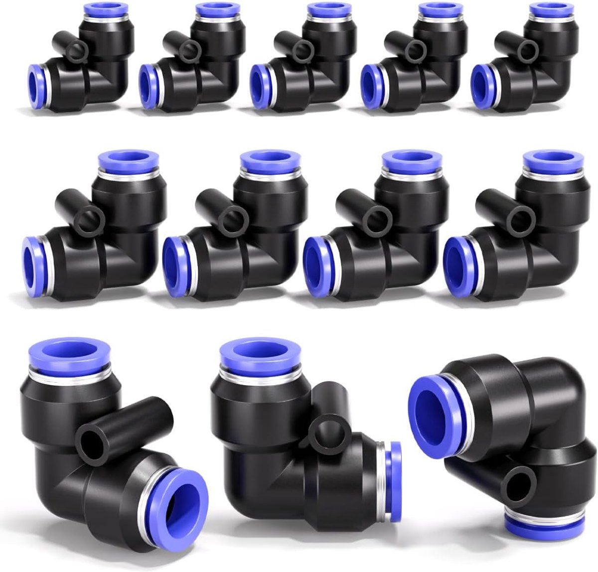 Bwintech 12 Pcs 12mm 90 Degree Elbow Push in Connect Pneumatic Fitting, 2-Way Plastic Quick Release PV Air Line Adapter - ShopVlot