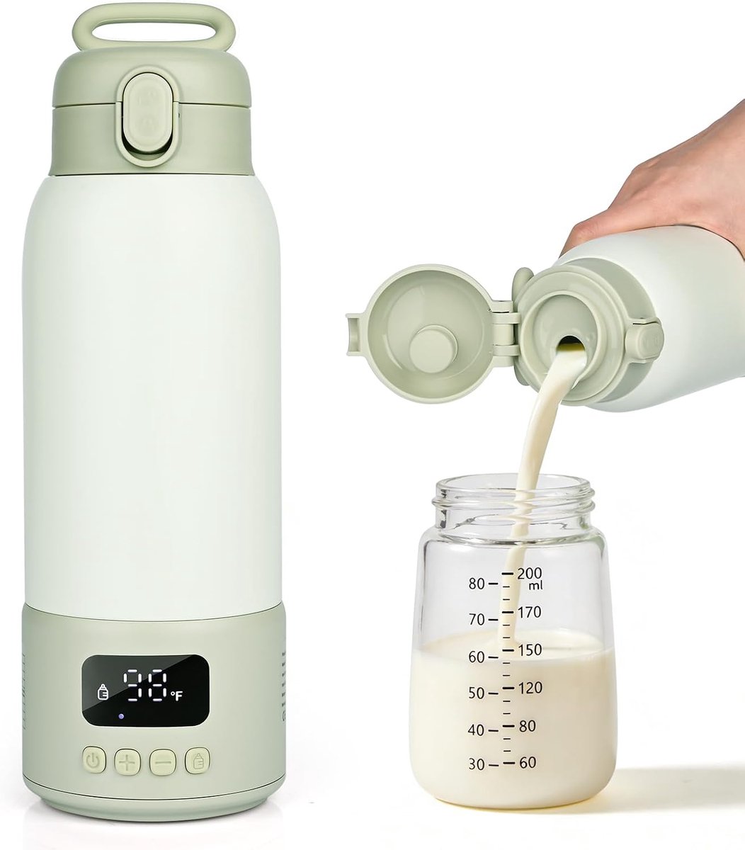 Flessenwarmer voor baby's, onderweg, 11,2 x 11,2 x 28,5 cm, bonengroen, 965 g - ShopVlot