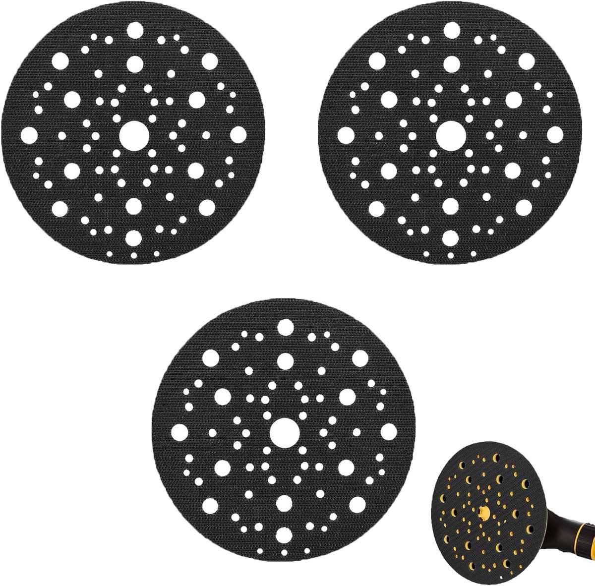 3 pieces sand pads, disc protector, diameter 150 mm, 70 holes, with sponge interface for sanding and polishing, soft - ShopVlot