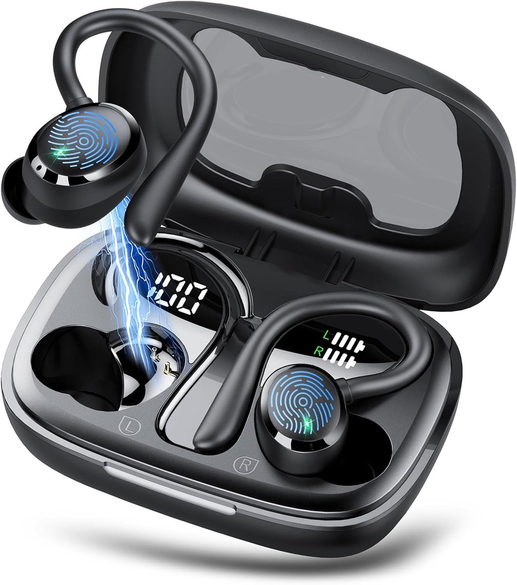 SnelShoppen - Bluetooth Koptelefoon - Draadloze Sport Headphones - In-Ear - Bluetooth 5.3 - 4 ENC Microfoons - 72 Uur Speeltijd - IPX7 Waterproof - Zw