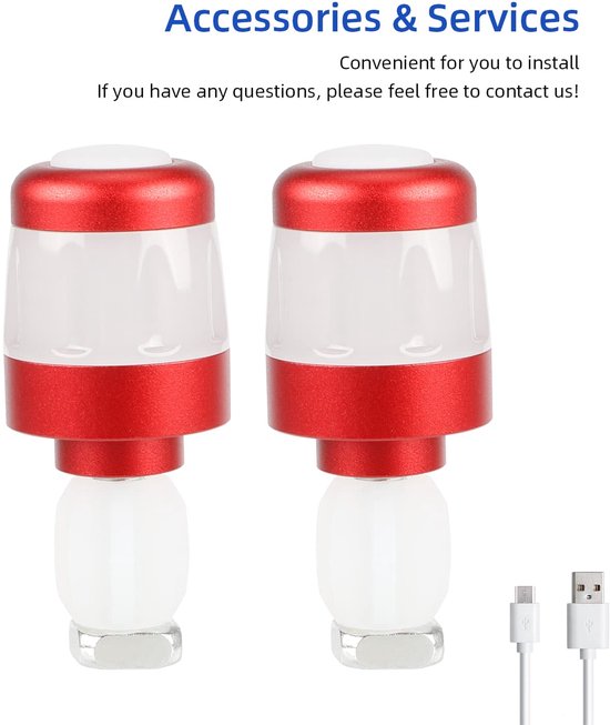 Stuurrichtingaanwijzers, USB oplaadbare LED-stuurhandvatten – indicatielampjes Geschikt voor elektrische scooters – Geschikt voor fietsen, mountainbikes, racefietsen en fietsers (rood en wit). — afbeelding 4