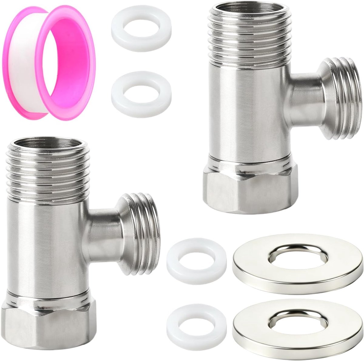 3-weg ventiel T-stuk 1/2 inch - messing T-adapter - complete aansluitset - eenvoudig aansluiten doucheslang - ShopVlot