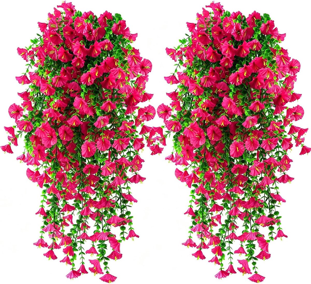 2 stuks hangplant, kunstbloemen, hangend als echt, kunstbloemen, plastic bloemen, petunia, planten, kunstbloemen - ShopVlot