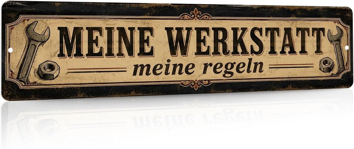 Putuo Decor Mijn werkplaats aluminium wegwijzer, vintage metalen bord voor garage, hobbyruimte, werkbank en cadeau - ShopVlot