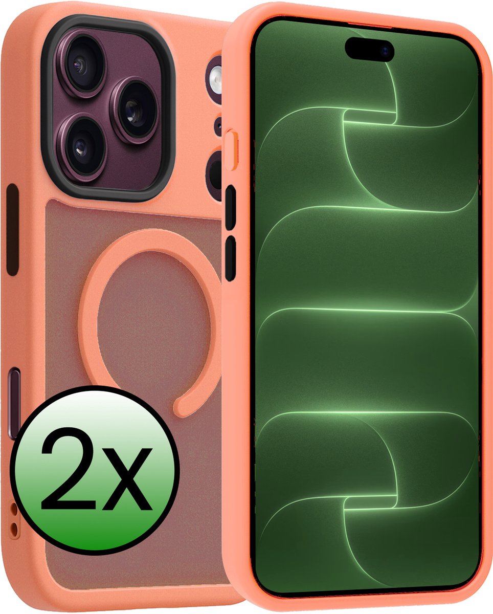 Hoesje 2 Stuks - Geschikt voor Apple iPhone 18 Pro - Magsafe Compatible - Sterk & Shockproof - Back Cover - Shock Proof Case - Telefoon Hoes - Perzik