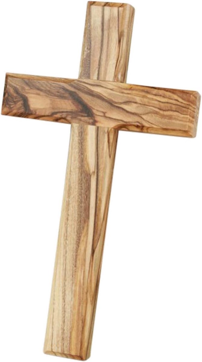 MaMeMi Wooden Cross Olive Wood - Wall Cross made of wood from Bethlehem [15 x 9 cm] REAL handicraft from the Holy Land - ShopVlot