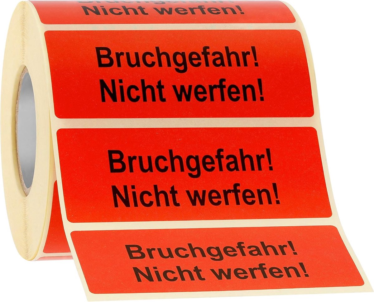 Labels sticker breakage hazard! Do not shed! red 1000 pieces 90x35mm warning label on roll 593107 - ShopVlot