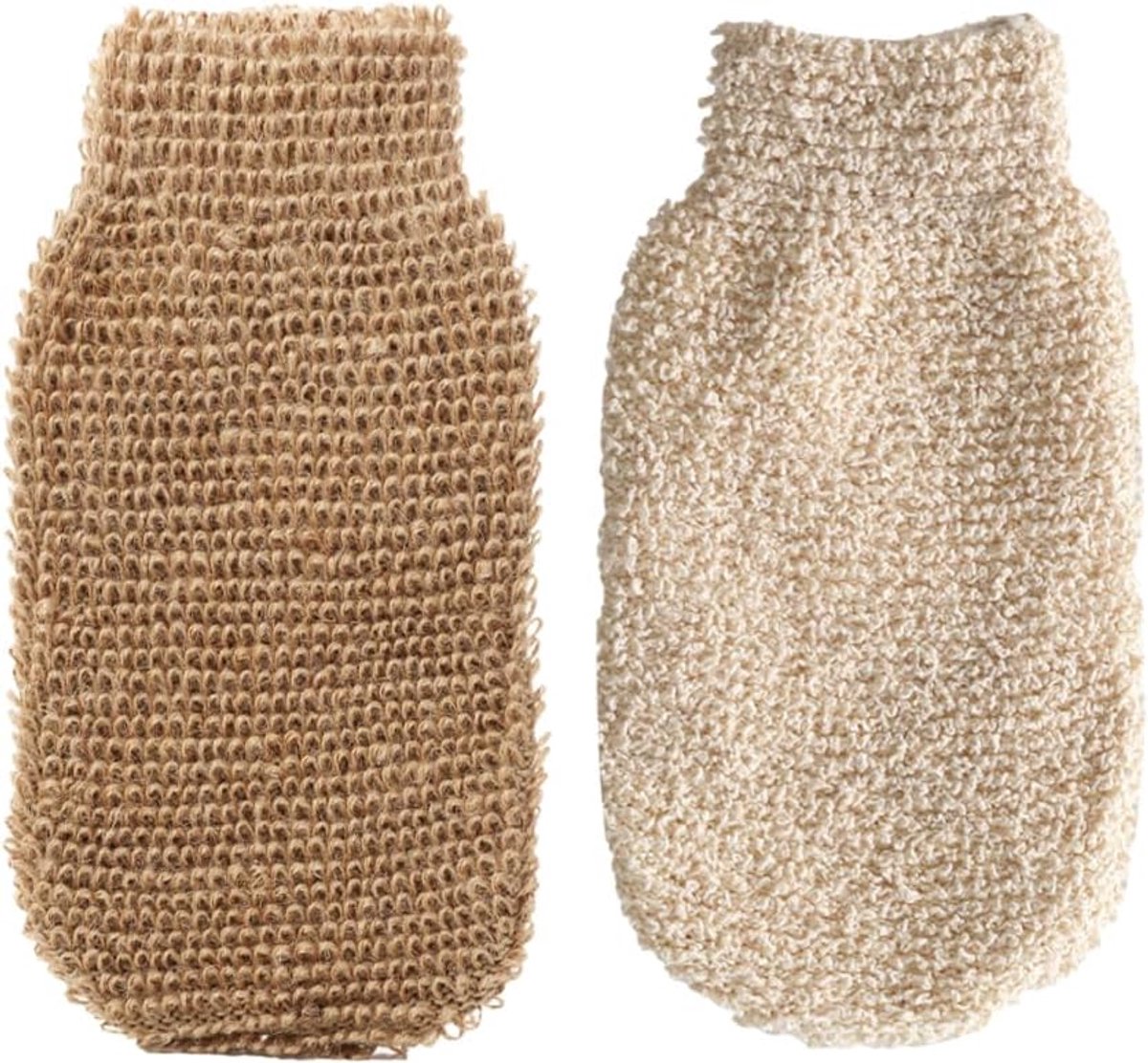 Peeling-handschoenen 2 stuks - natuurlijke ramevezel - dubbele intensiteit - voor lichaamspeeling en huidverzorging - ShopVlot
