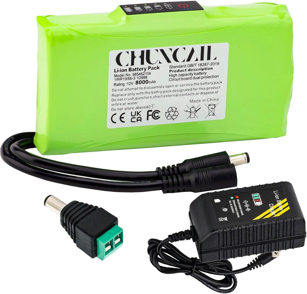 Lithium Ion Battery, 12V, 8Ah, Mobile Power Supply, Large Capacity, Battery, Audio with DC Head and Power Indicator - ShopVlot