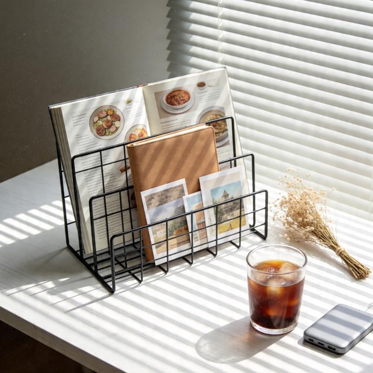 Bureau-organizer van metaal, 2 stuks desktop-ordners met 3 verticale vakken, stijlvolle brieforganizer voor kantoor en thuis, ideaal voor documenten en postsortering (zwart) — cadeau in Cadeau-ideeën - foto 4