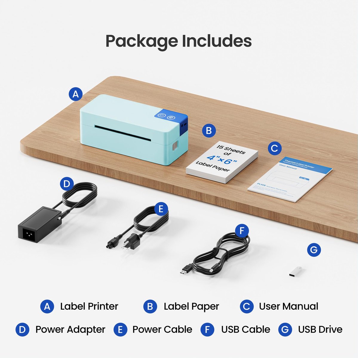 ETIKEZ PL50E Thermo-Bluetooth-printer voor verzendlabels, blauw - ShopVlot