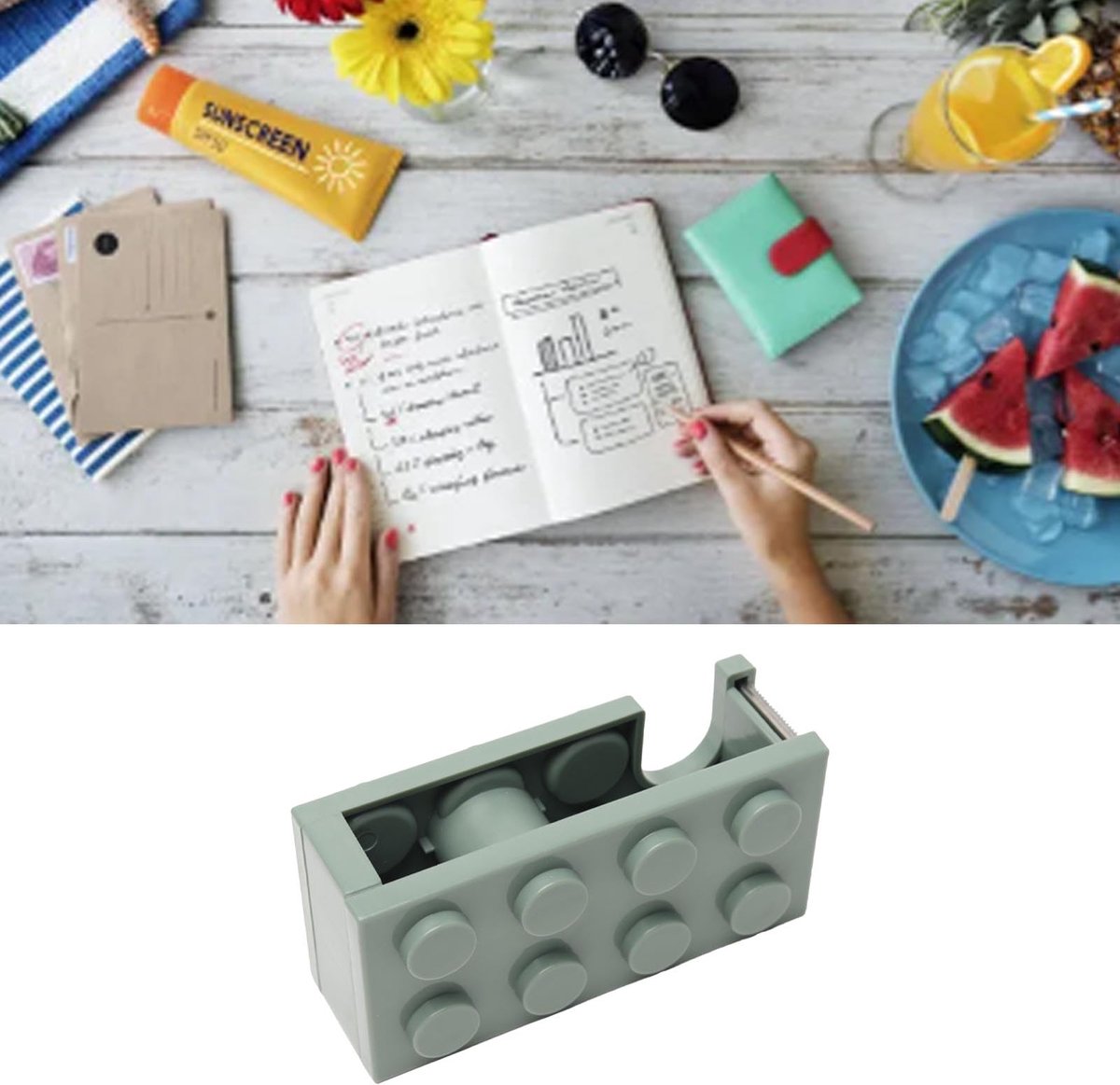 Mini desktop tape dispenser - bouwsteen design - scherpe mes - ideaal voor kantoor en school - ShopVlot