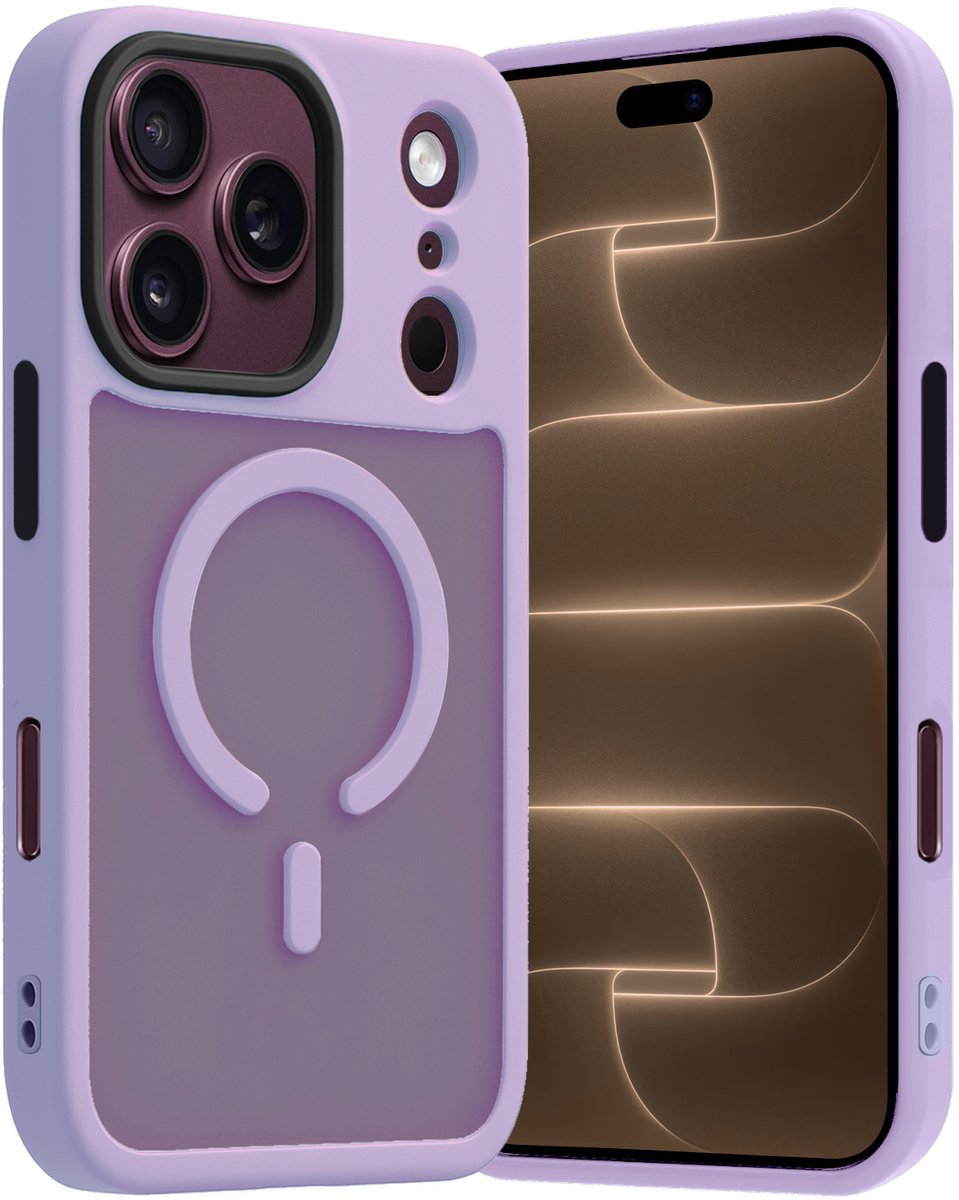 Hoes - Geschikt voor Apple iPhone 18 Pro - Magsafe Compatible - Sterk & Shockproof - Back Cover - Shock Proof Case - Telefoon Hoesje Shockproof - Lila