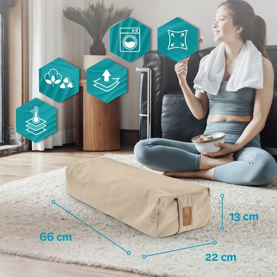 #DoYourYoga Yogakussen »Paravati« 67 cm x 13 cm | Gevuld met biologische boekweitdoppen (KBA) | Yogakussen met wasbare hoes | Zitkussen & zafukussen voor Yin Yoga van #DoYourYoga — afbeelding 5