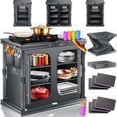 KESSER® Campingkeuken opvouwbaar - Aluminium frame met 6 vakken en vliegengaas - 84x80 cm - Antraciet