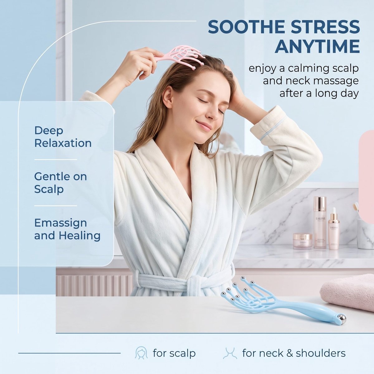 Hoofdmassageapparaat 10 klauwen - handmatig - draagbaar - verlichting van stress - ShopVlot